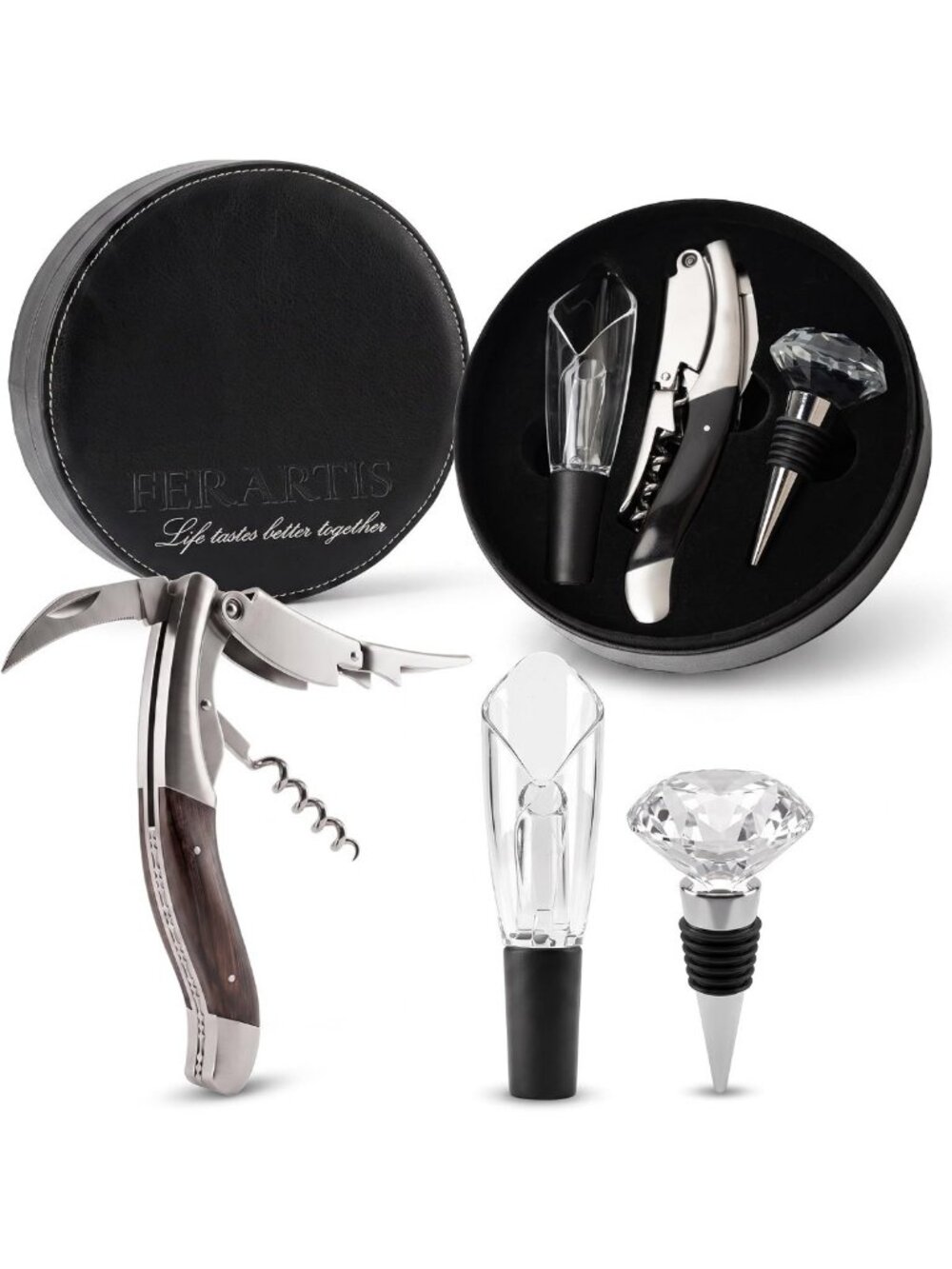 Elegant Wine Opener Set - Corkscrew, Aerator & Stopper for Effortless Pouring